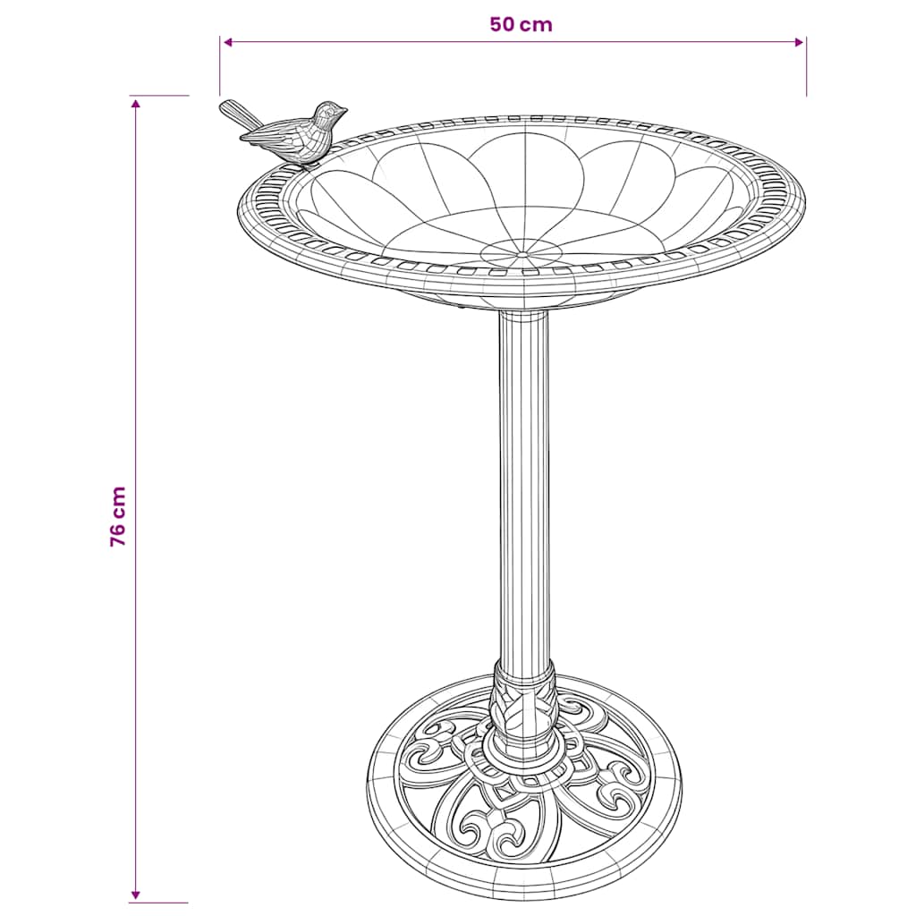Garden Bird Bath Bronze Plastic