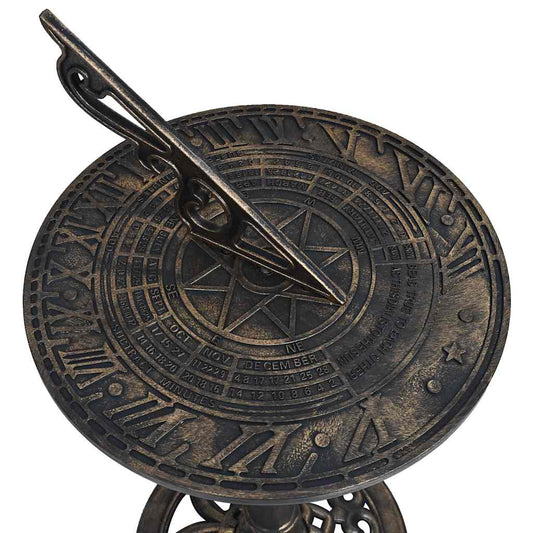 Garden Sundial | Bronze | Plastic | Large | Decorative Inlays