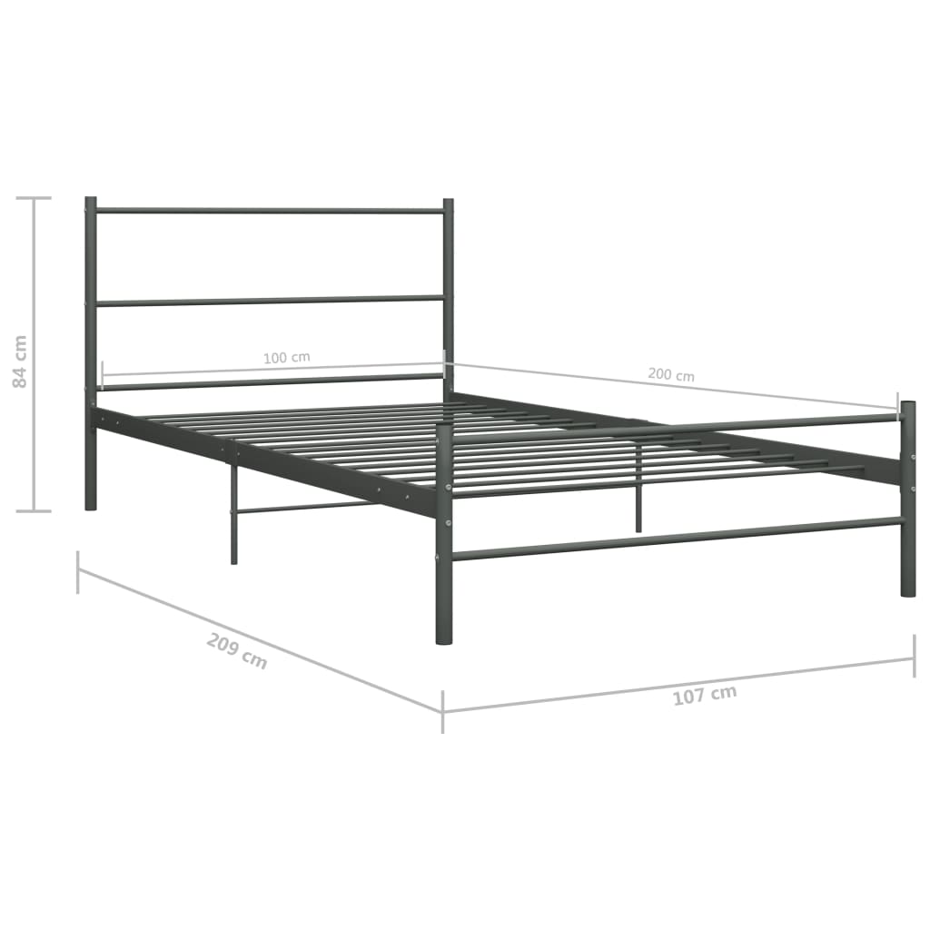 Bed Frame | Grey | Powder-coated metal | Single | Durable | Bed Frame