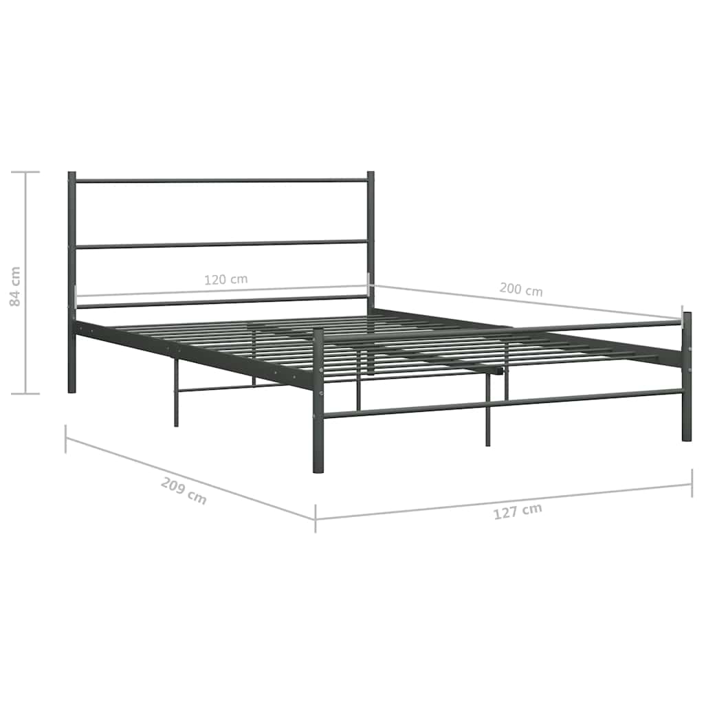 Bed Frame without Mattress Grey Metal 120x200 cm