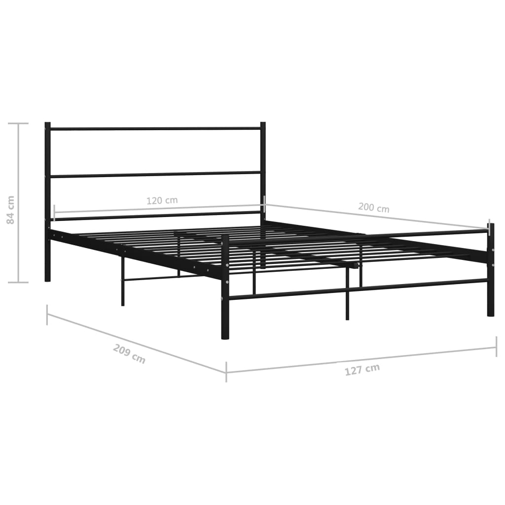 Bed Frame | Black | Powder-Coated Metal | Double | Durable | Bed Frame