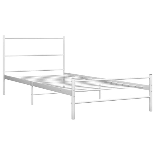 Bed Frame | White | Metal | Single | Durable | Rectangular | Minimalist