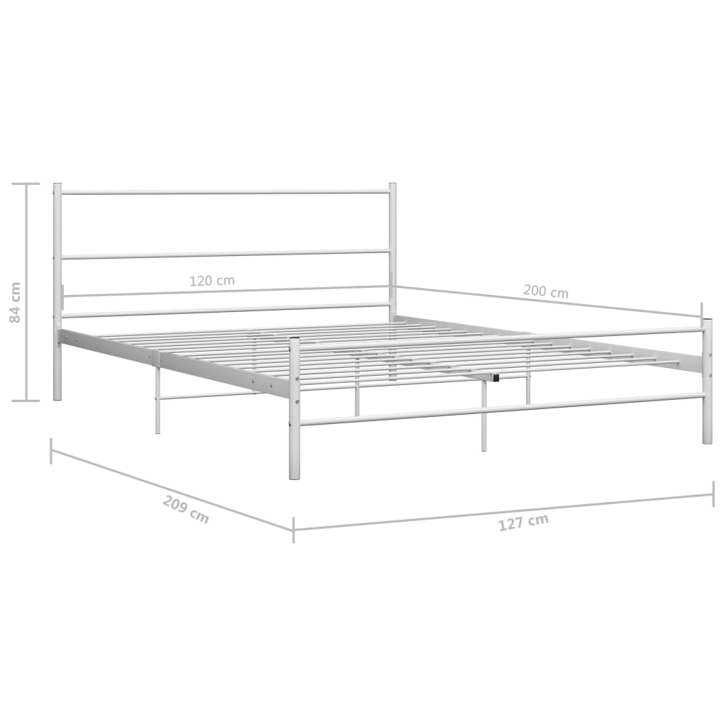 Bed Frame | White | Metal | Double | Durable | Bed Frame | Rectangular