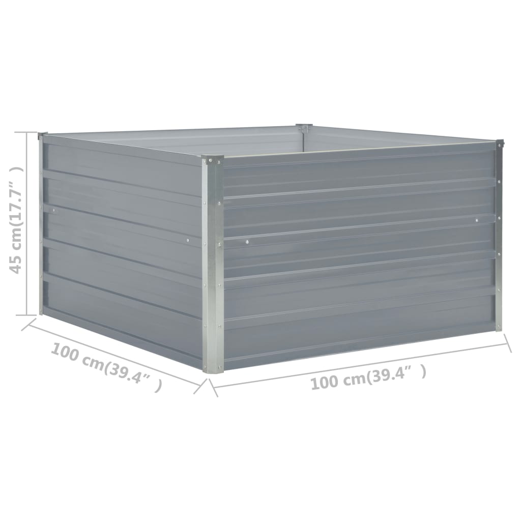 Raised Garden Bed | Grey | Galvanised Steel | 100x100x45 cm | Durable