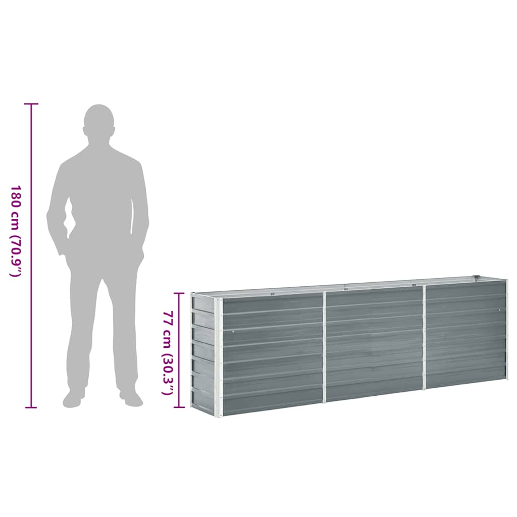 Raised Bed | Grey | Galvanised Steel | 240x40x77 cm | Garden Planter