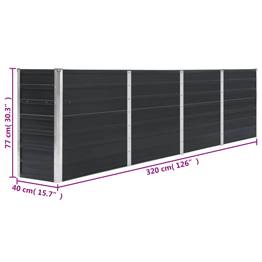 Large Rectangular Raised Garden Bed | Anthracite | Galvanised Steel