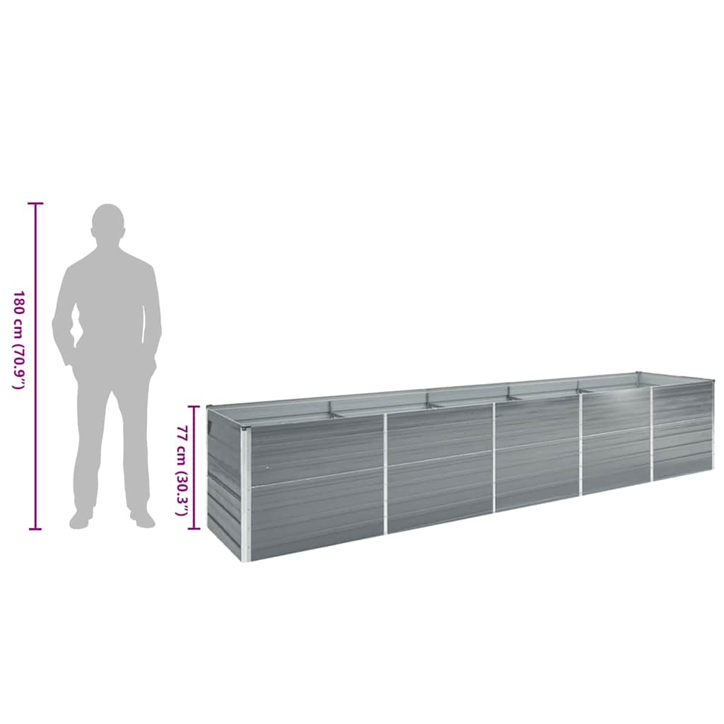 Raised Bed | Grey | Galvanised Steel | 400x80x77 cm | Raised Bed