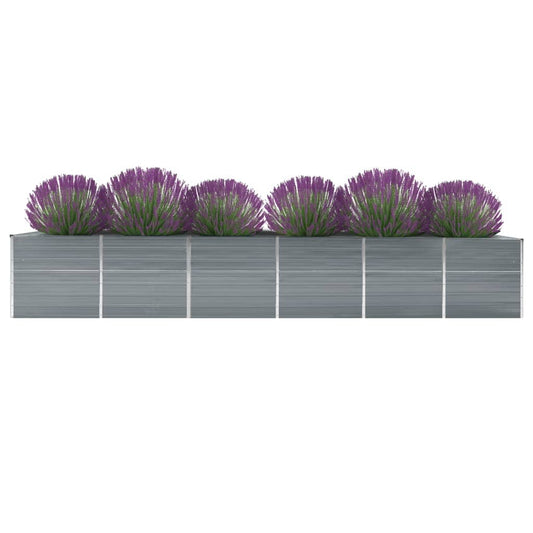 Raised Bed | Grey | Galvanised steel | 480x80x77 cm | Durable