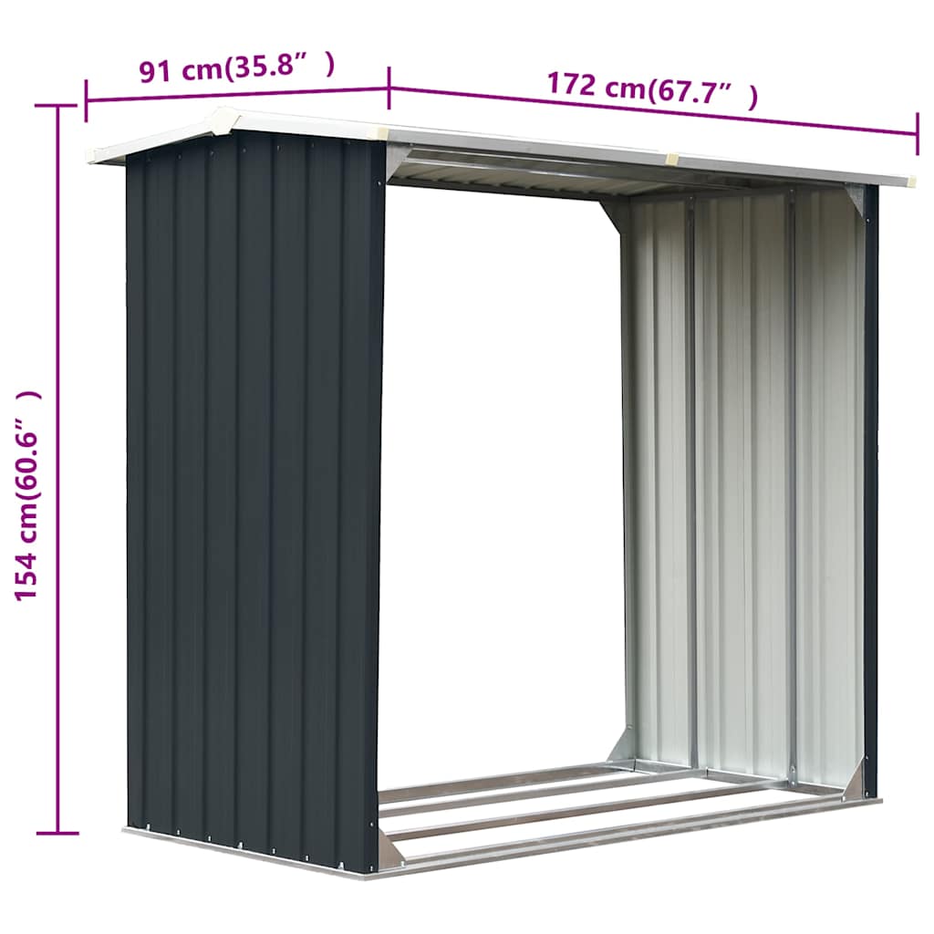 Log Storage Shed Galvanised Steel 172x91x154 cm Anthracite