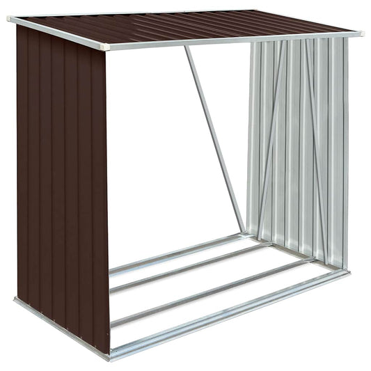 47090 vidaXL Garden Log Storage Shed Galvanised Steel 163x83x154 cm Brown