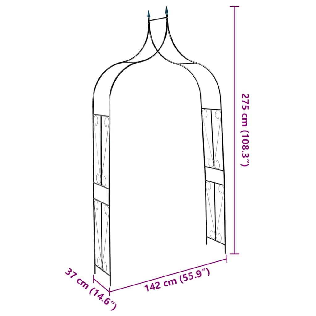 Garden Arch | Dark Green | Powder-coated Iron, Plastic | 120x38x258 cm
