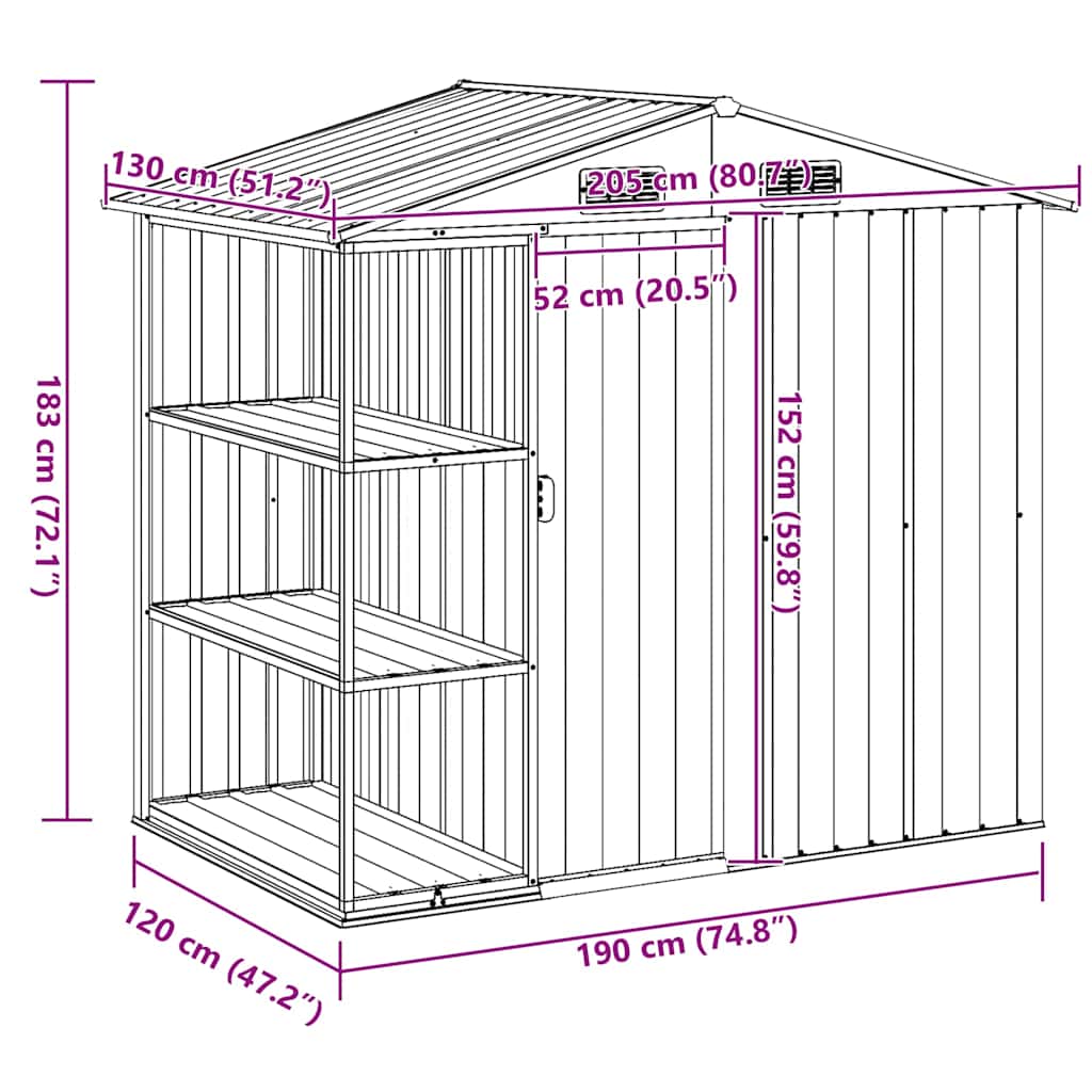 Garden Shed | Green | Galvanised iron, plastic | 205x130x183 cm