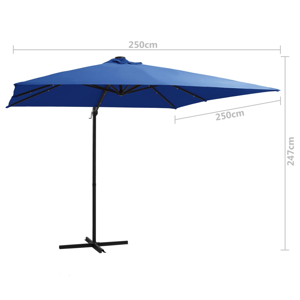 Cantilever Garden Parasol | Azure Blue | Polyester | Large | Rotatable