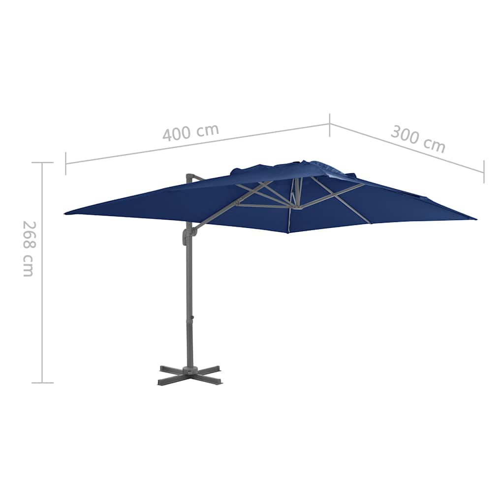 Cantilever Garden Parasol | Azure blue | Fabric with PA coating | 4x3 m
