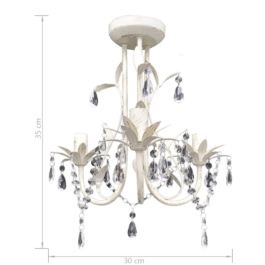 Chandelier | Set of 2 | Antique white | Metal frame | Medium