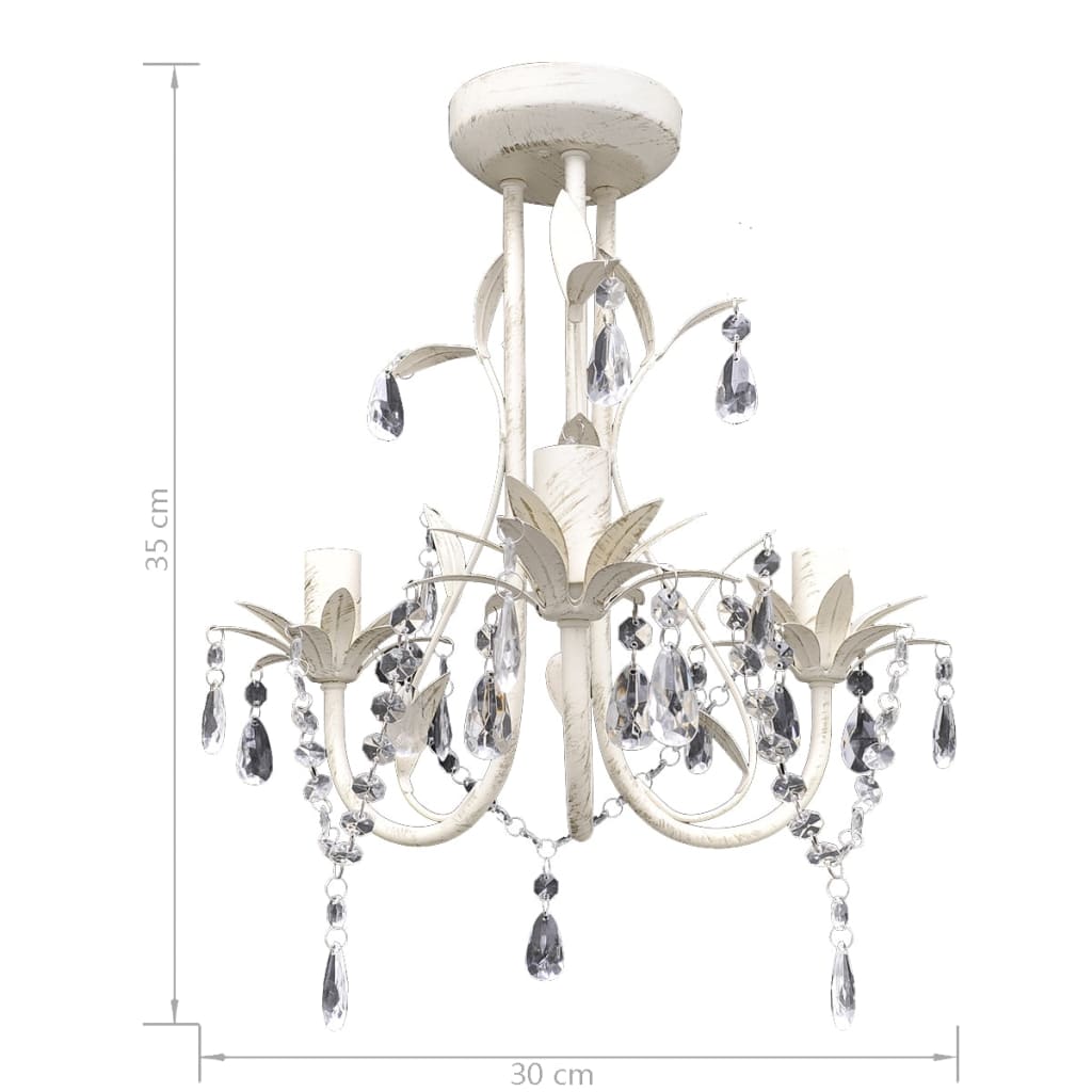 Chandelier | Set of 4 | Antique white | Metal and acrylic | Medium