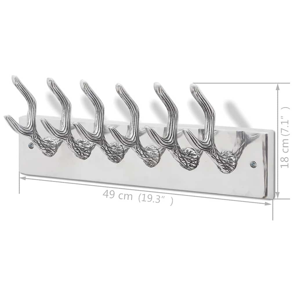 Coat Rack | Set of 2 | Silver | Aluminium | Standard | Hooks | Coat Rack