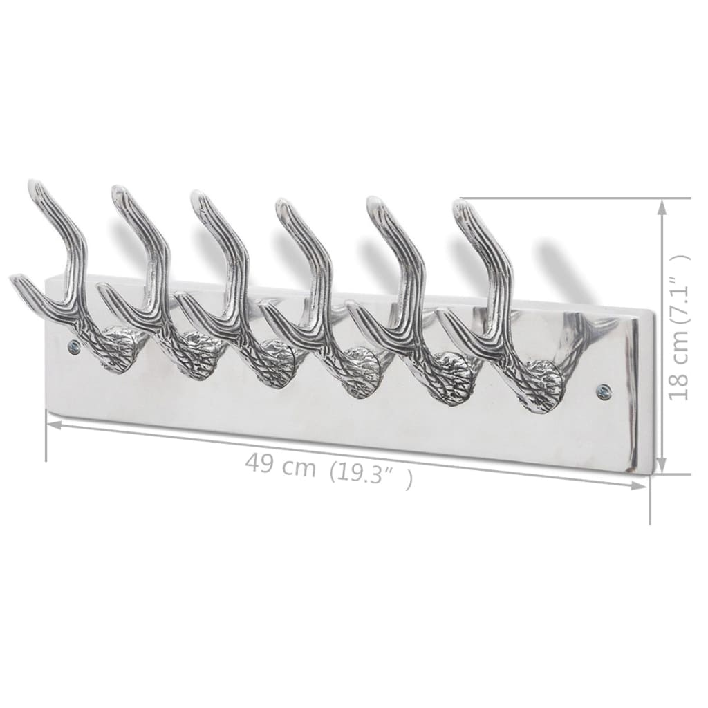 Coat Rack | Set of 4 | Silver | Aluminium | Space-saving | Hooks