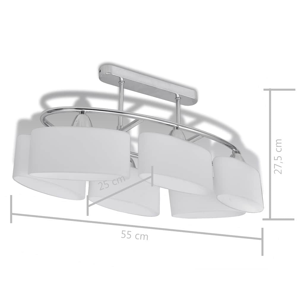 Ceiling Lamp | Set of 2 | Chrome, White | Metal, Glass | Medium