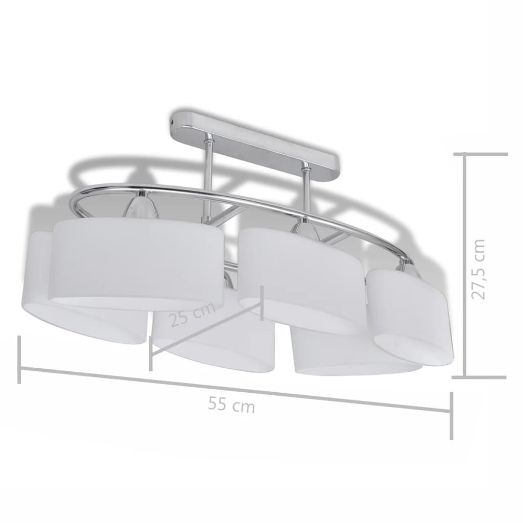 Ceiling Lamp | Set of 4 | Chrome | Metal frame, Glass shades | Medium