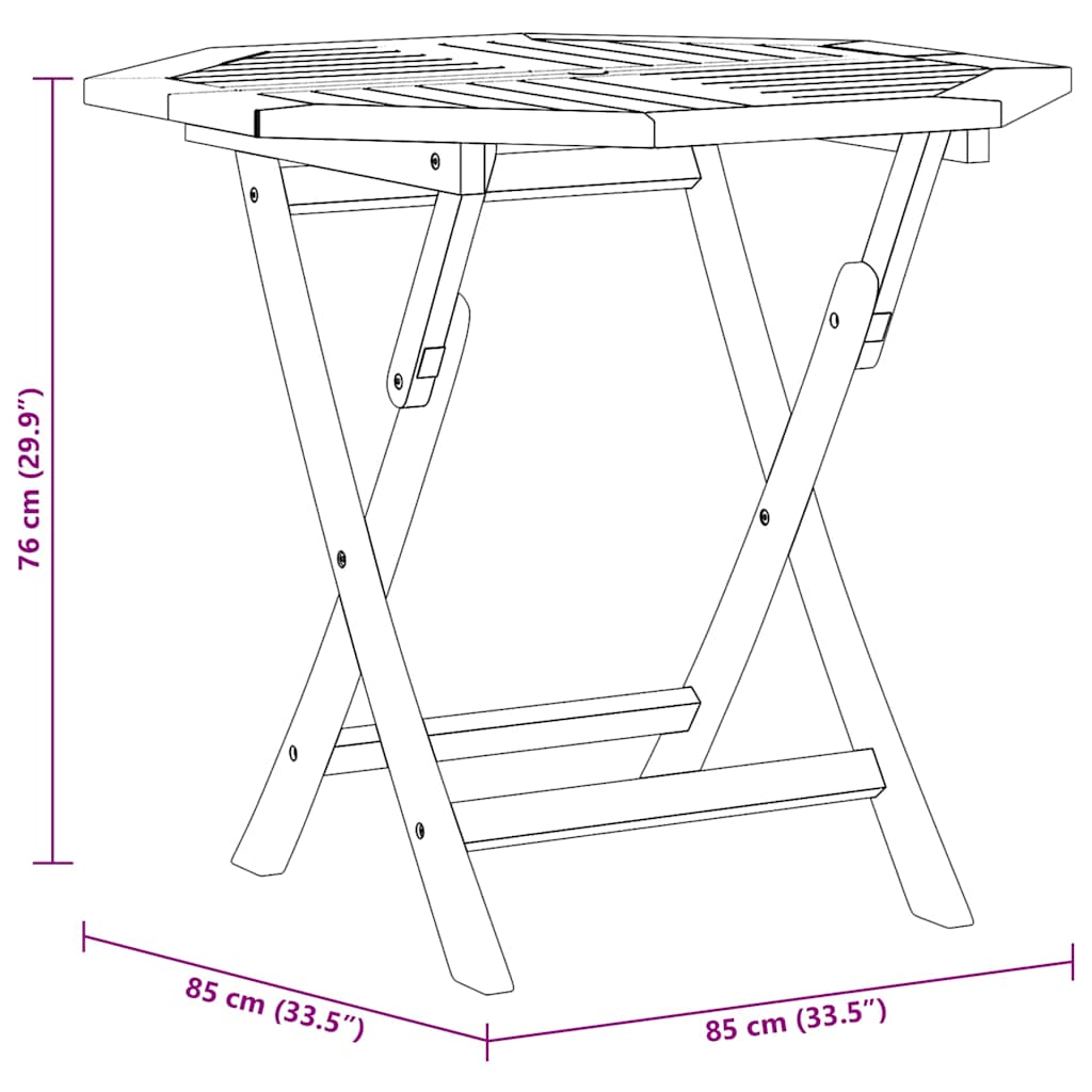 Garden Table | Warm Teak | Solid Teak Wood | 85 x 85 x 76 cm | Foldable