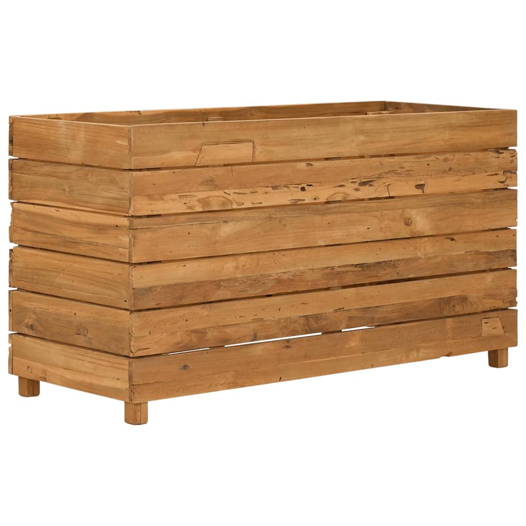 Raised Bed | Natural Wood | Recycled Teak Wood and Steel | Medium