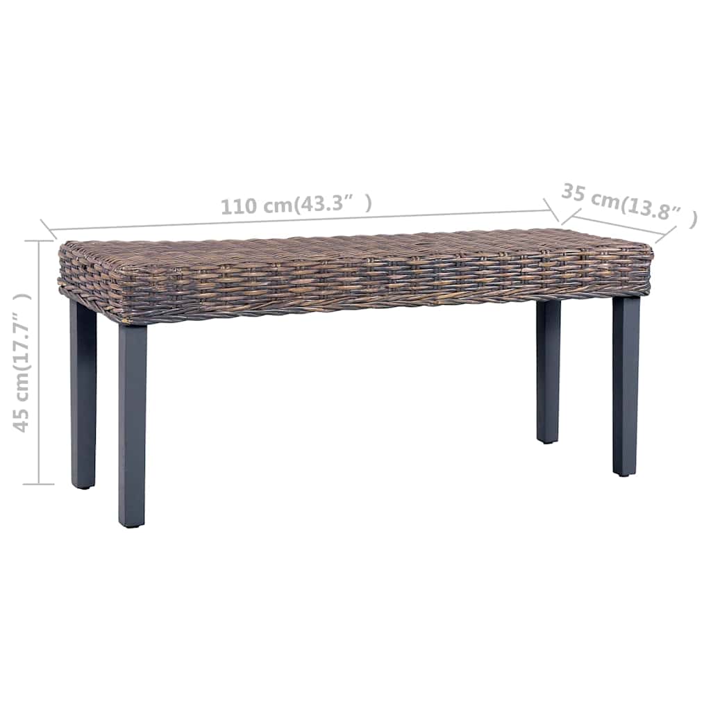 Bench | Grey Natural | Natural kubu rattan, solid mango wood | 110 cm