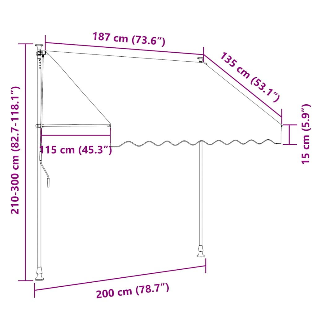 145836 vidaXL Manual Retractable Awning 200 cm Orange and Brown