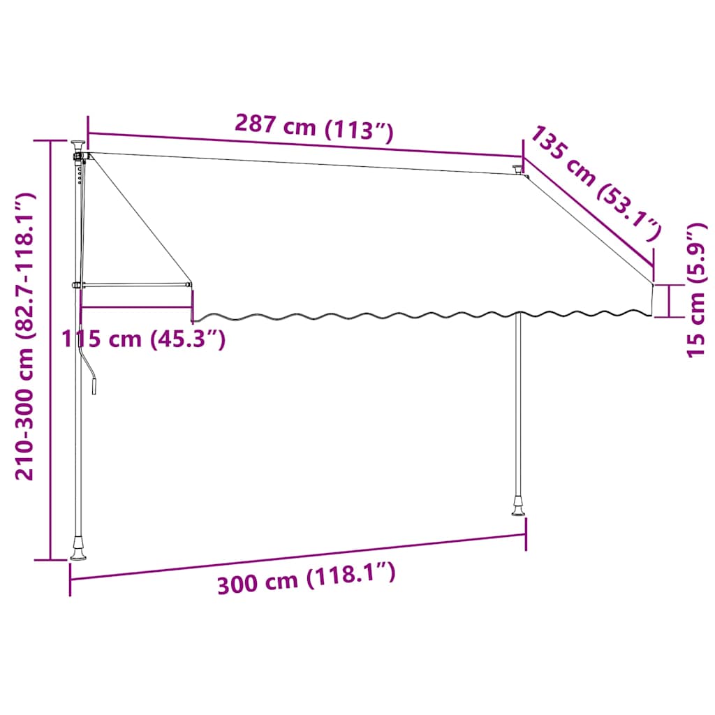 145838 vidaXL Manual Retractable Awning 300 cm Orange and Brown