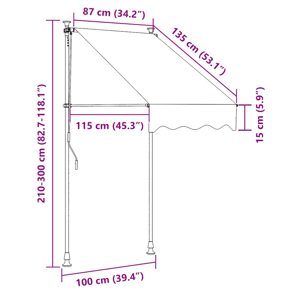 Retractable Awning | Blue and White | Polyester with PU Coating, Steel