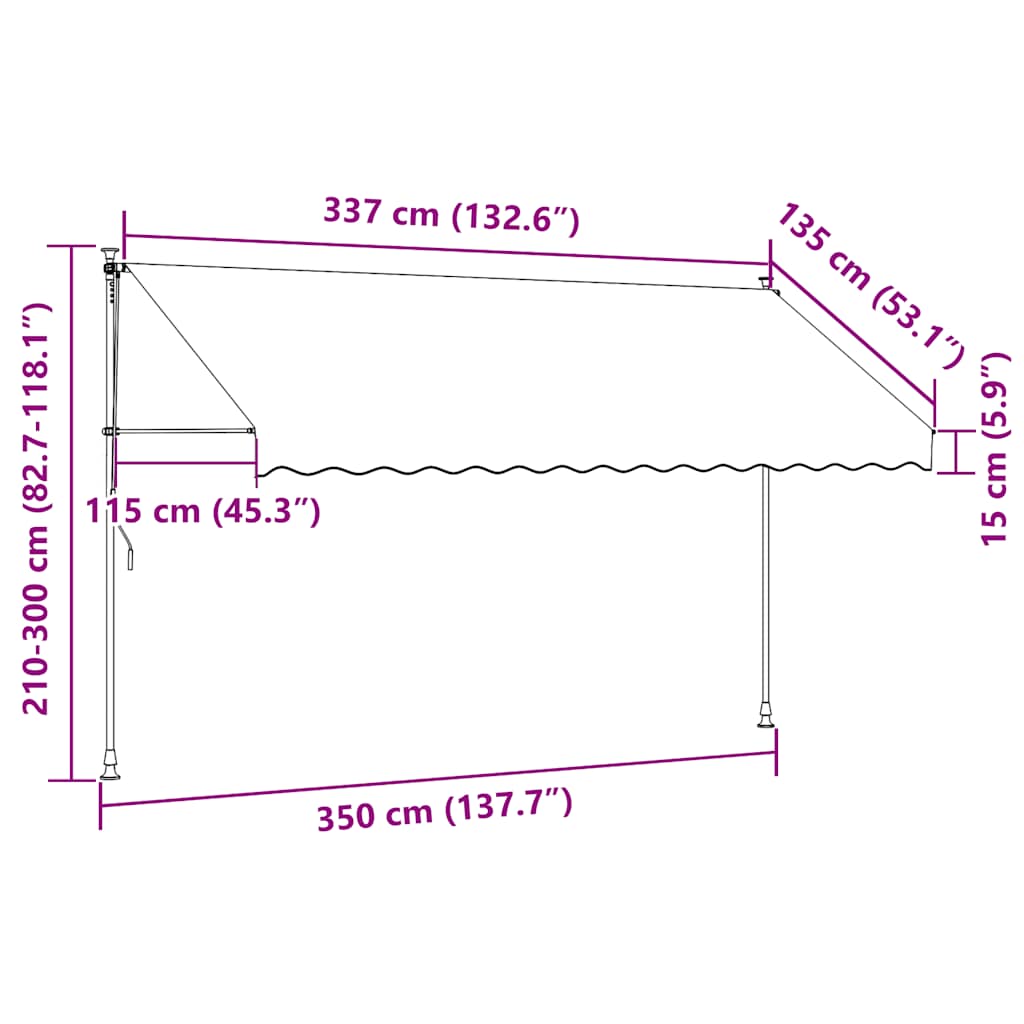 Manual Retractable Awning with LED 350 cm Anthracite