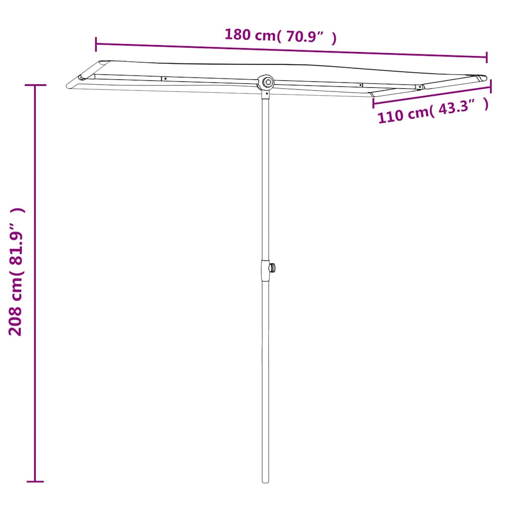 Garden Parasol | Green | Aluminium | Medium | Rotatable | Garden Parasol