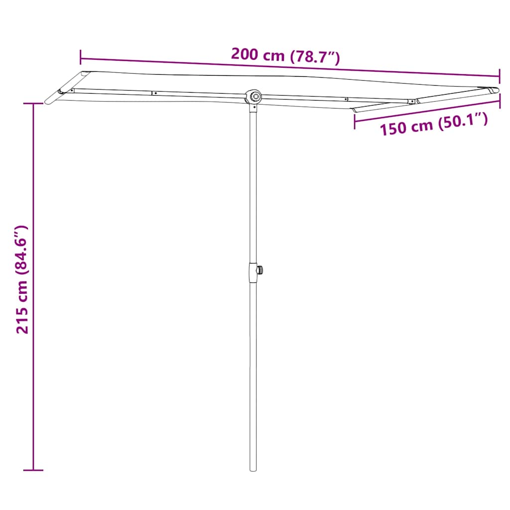 Garden Parasol with Aluminium Pole 2x1.5 m Terracotta