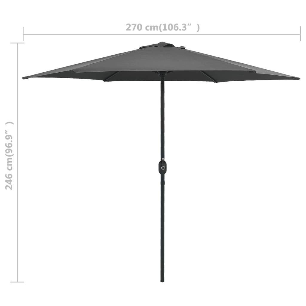 Garden Parasol Anthracite Aluminum 8.9 ft diameter