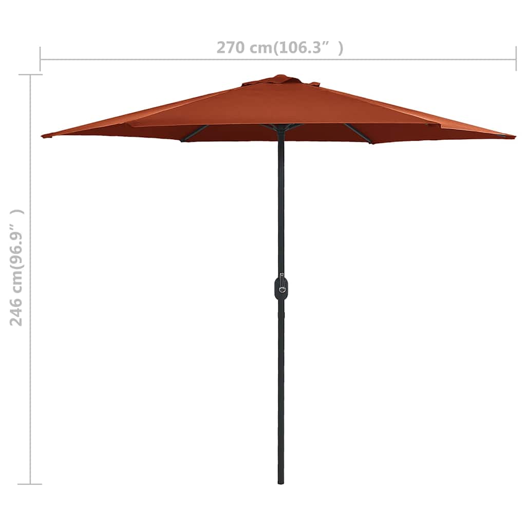 Garden Parasol | Terracotta | Polyester, Aluminium | Large | Collapsible