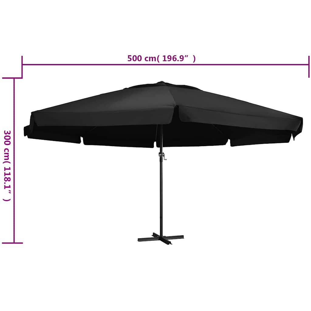 Garden Parasol with Aluminium Pole 500 cm Black