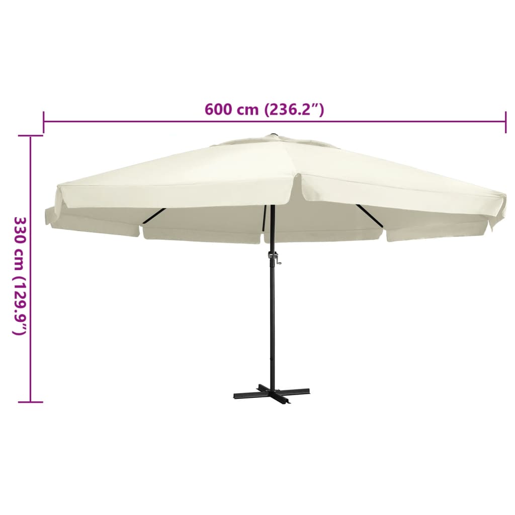 Garden Parasol with Aluminium Pole 600 cm Sand White