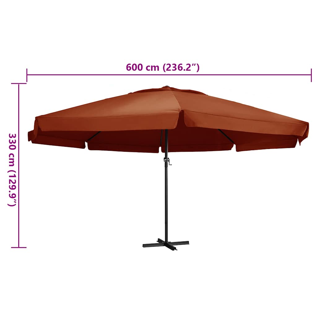 Garden Parasol with Aluminium Pole 600 cm Terracotta