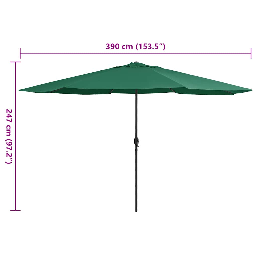 Garden Parasol with Metal Pole 390 cm Green