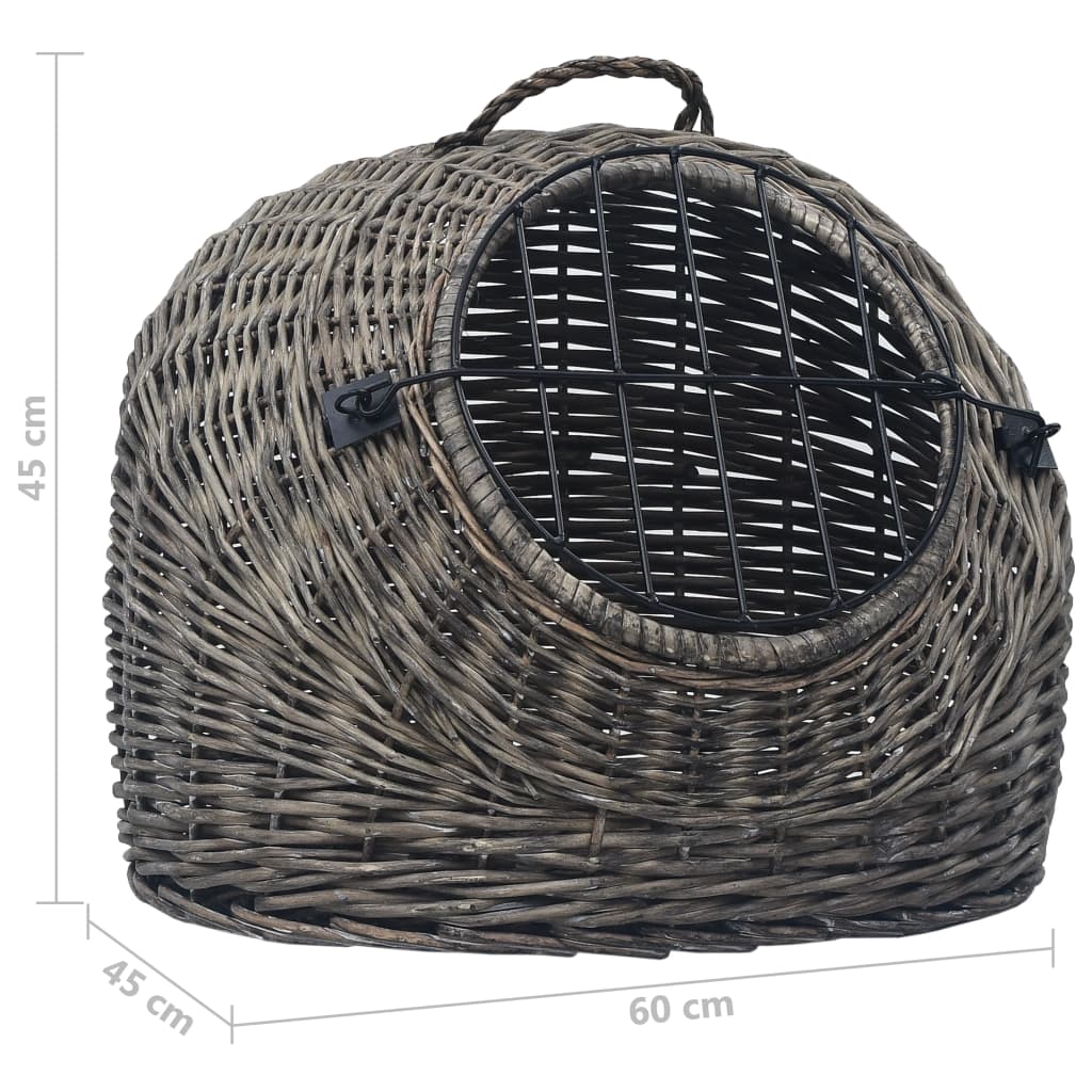 Cat Carrier | Grey and Black | Natural Willow, Iron | Medium | Portable