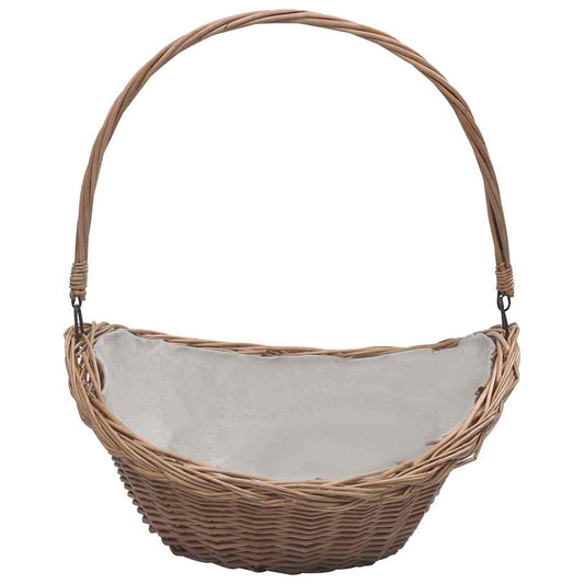 Firewood Basket with Handle 57x46.5x52 cm Brown Willow