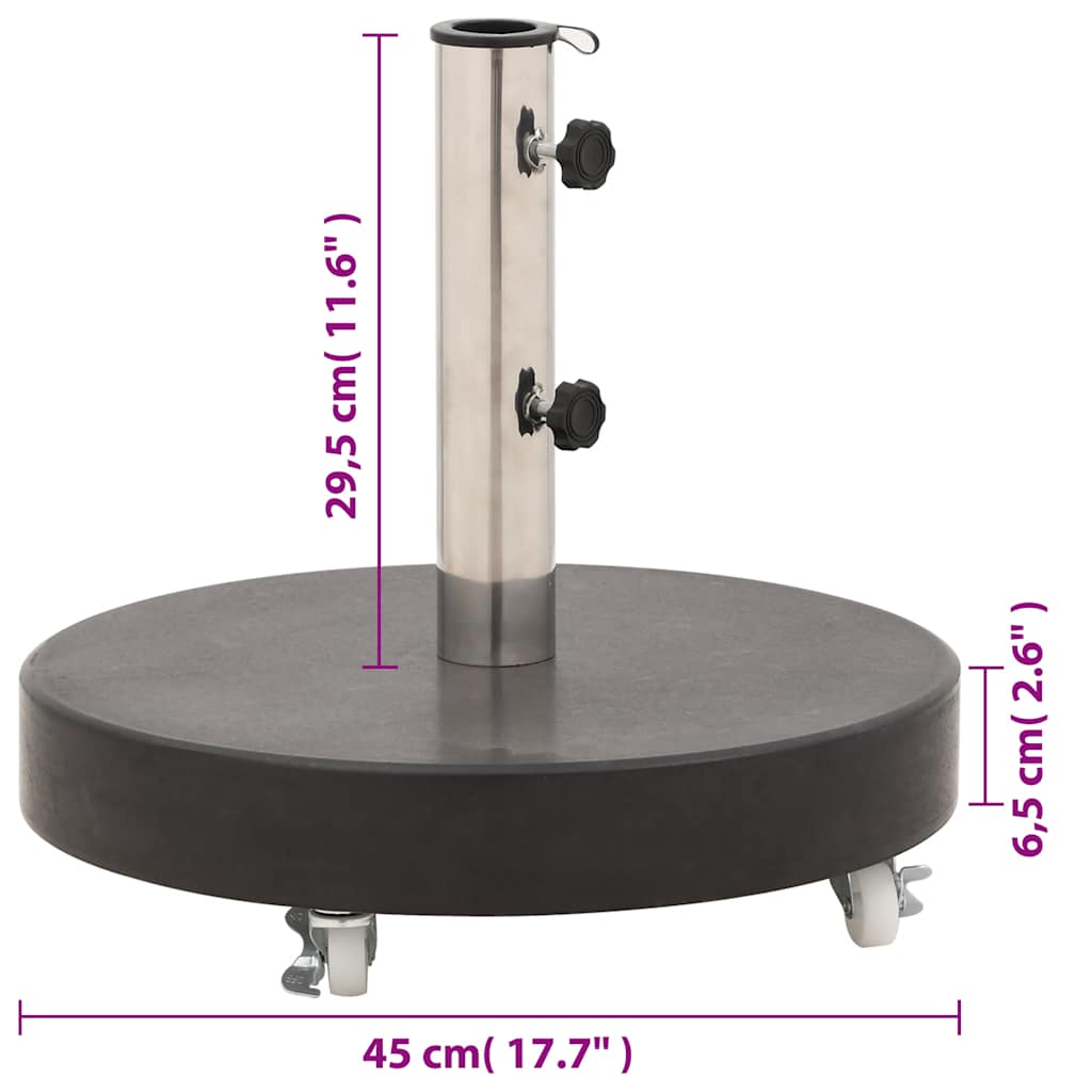 Parasol Base | Black | Granite, Stainless Steel | 30 kg | Rollable