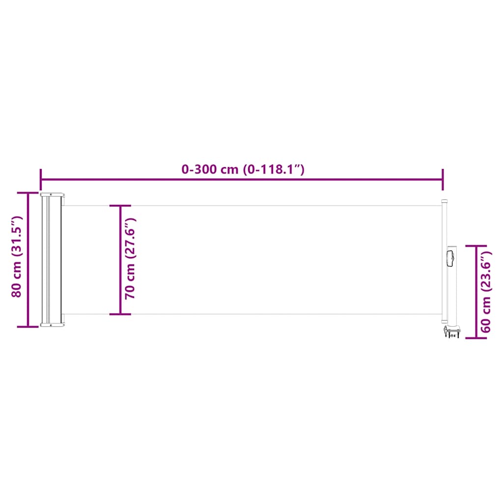 Patio Retractable Side Awning 80x300 cm Red