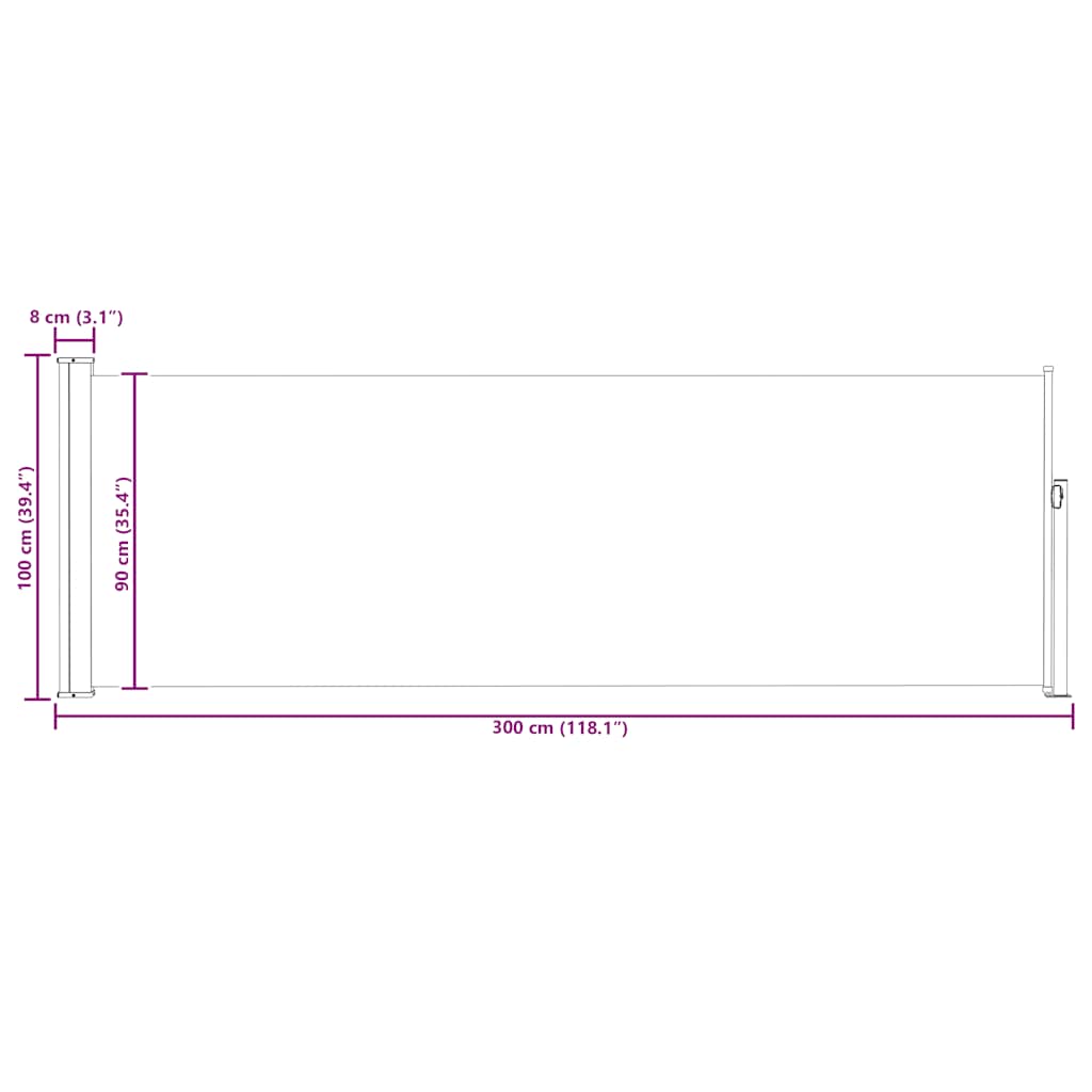Patio Retractable Side Awning 100x314 cm Red