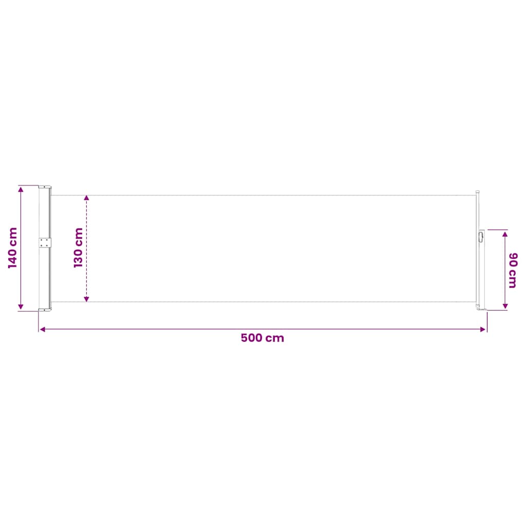 Side Awning | Blue | Polyester fabric | 140x500 cm | Retractable