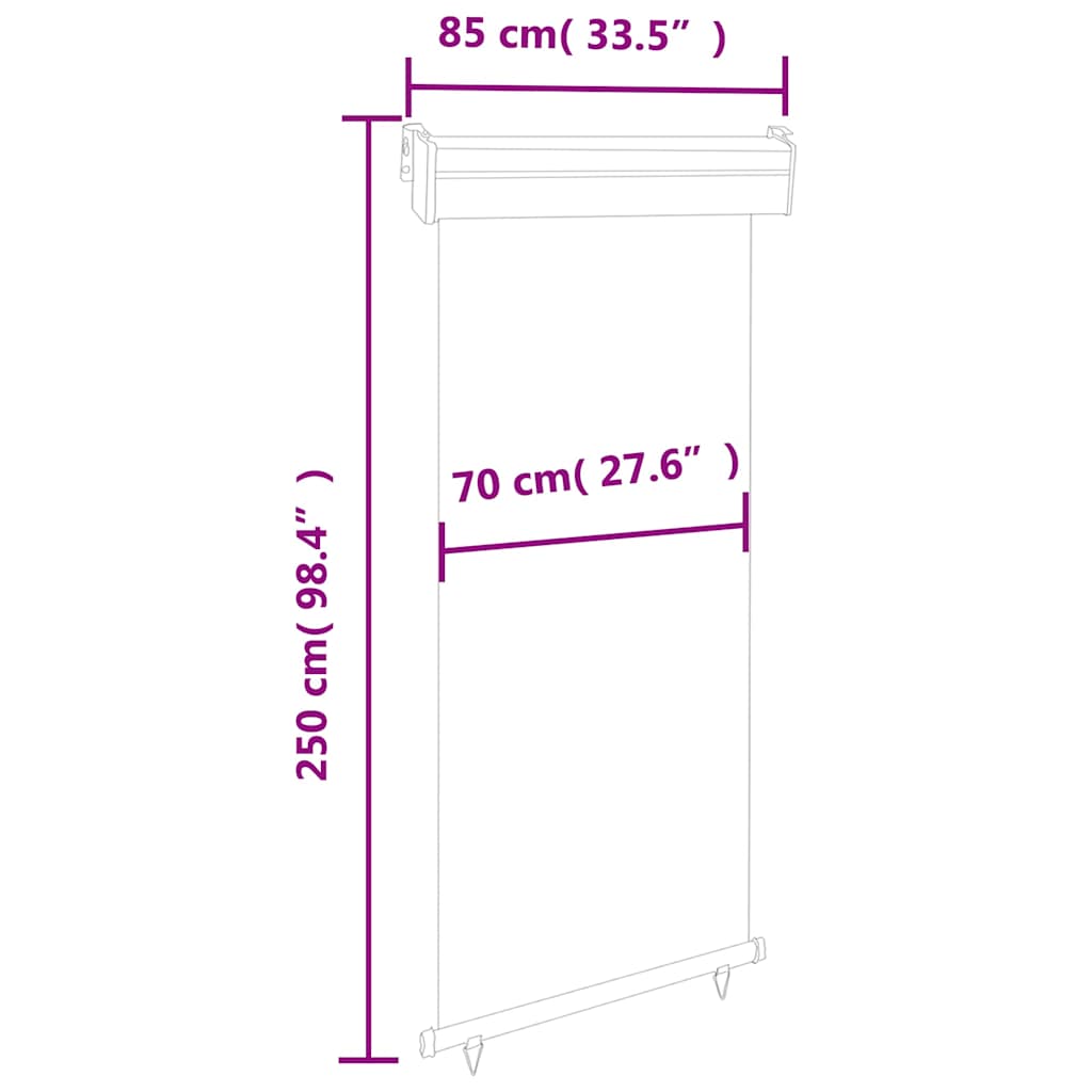 Balcony Side Awning 85x250 cm Black