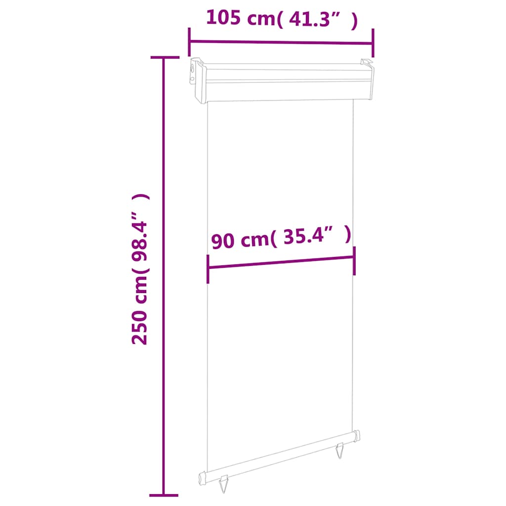 Balcony Side Awning | Cream | Steel, Aluminium, 100% Polyester