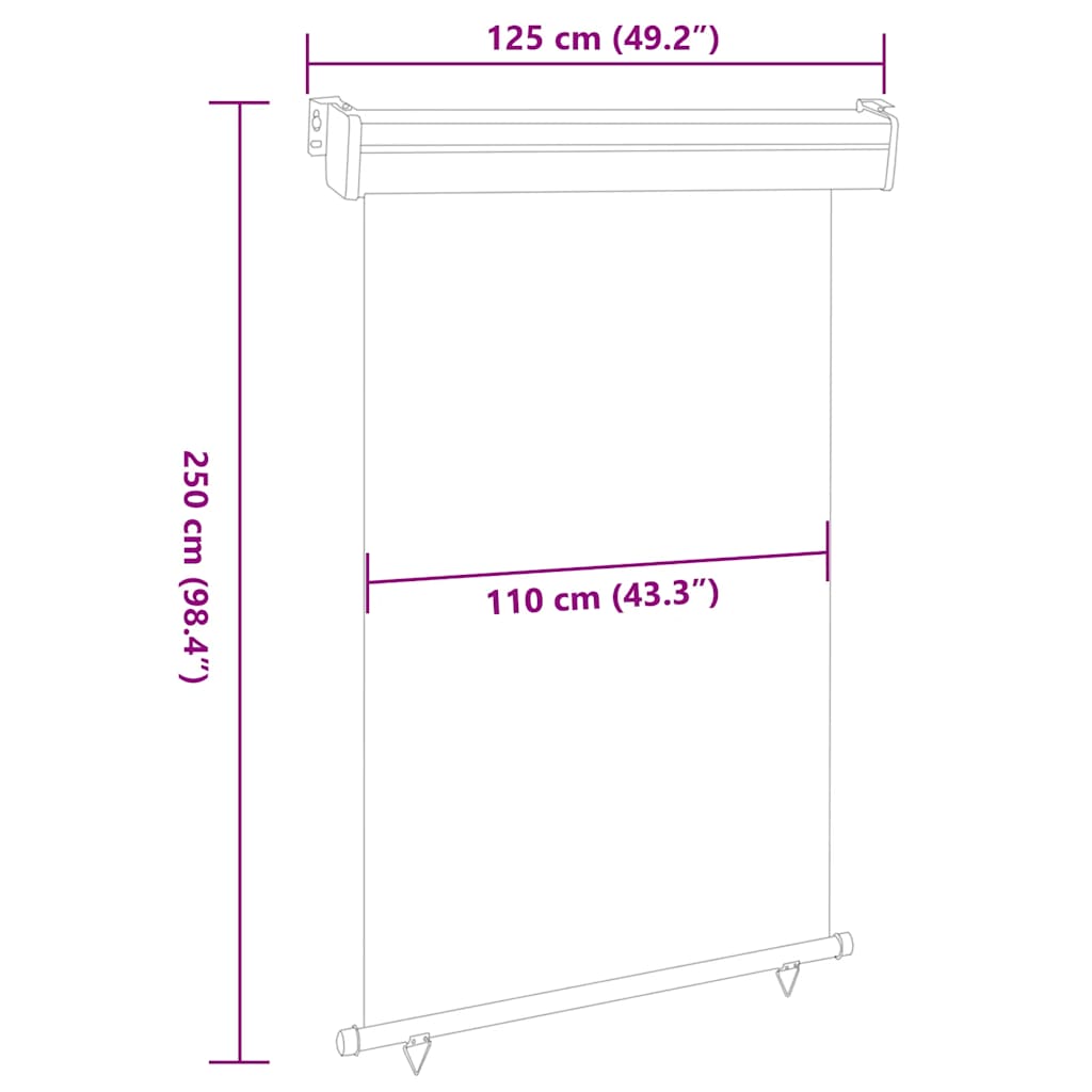 Balcony Side Awning | Brown | Polyester, Aluminium, Steel | 125x250 cm