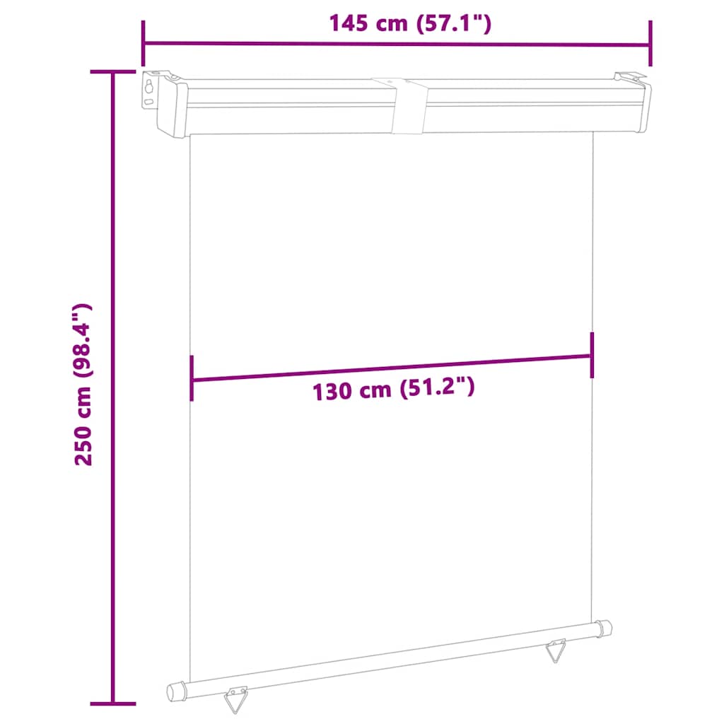 Balcony Side Awning | Brown | Steel | 145 x 250 cm | Retractable