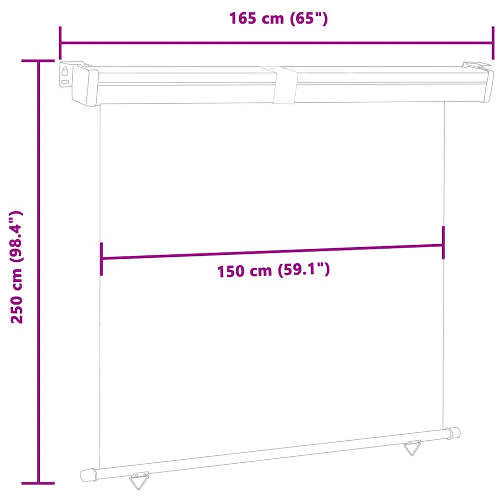 Balcony Side Awning | Red | Steel, aluminium, 100% polyester | 165x250 cm